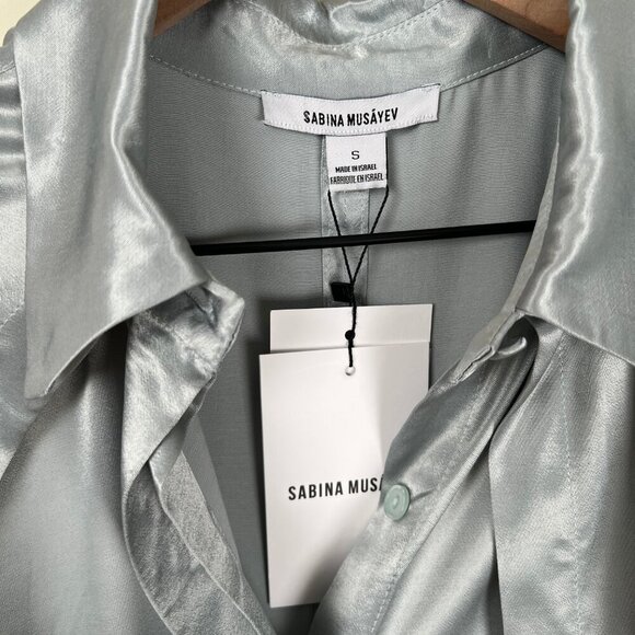 New Sabina Musayev Marella Midi Maxi Dress Trench Coat Belted Silky Cape Fantasy - Picture 10 of 15